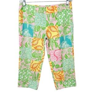 Lilly Pulitzer Originals Resort Fit Capris Pants in What the Shell Print Size 8
